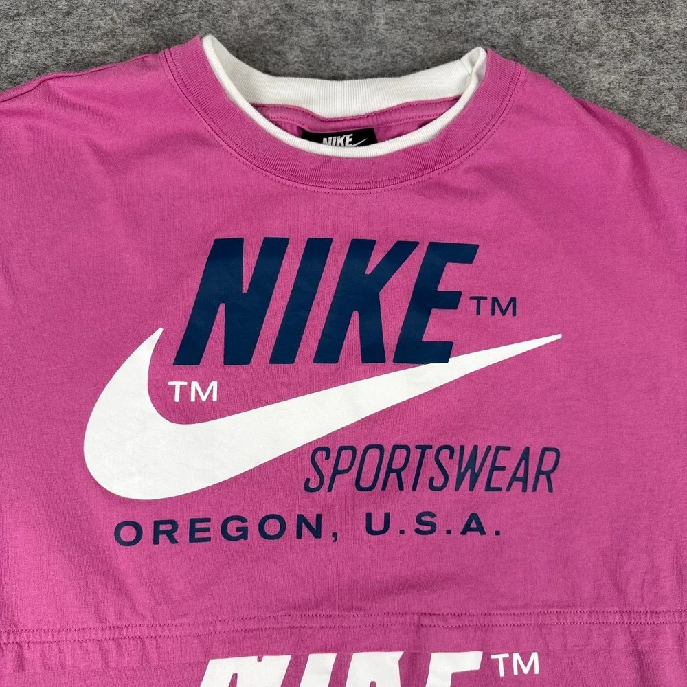 Nike Sportswear Sneaker10 Icon Clash Oregon Crop T-Shirt Pink Womens Medium M *